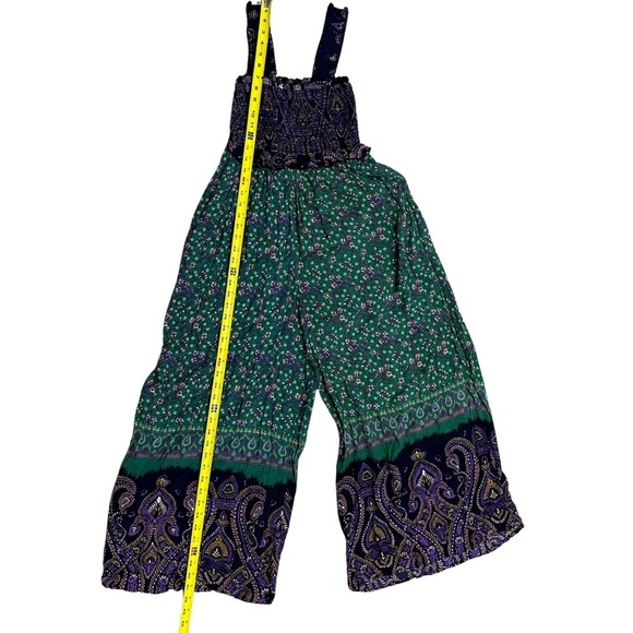 Urban Outfitters Smocked Floral Jumpsuit SZ XS Multicolor Wide Leg Boho NWT - Picture 10 of 10